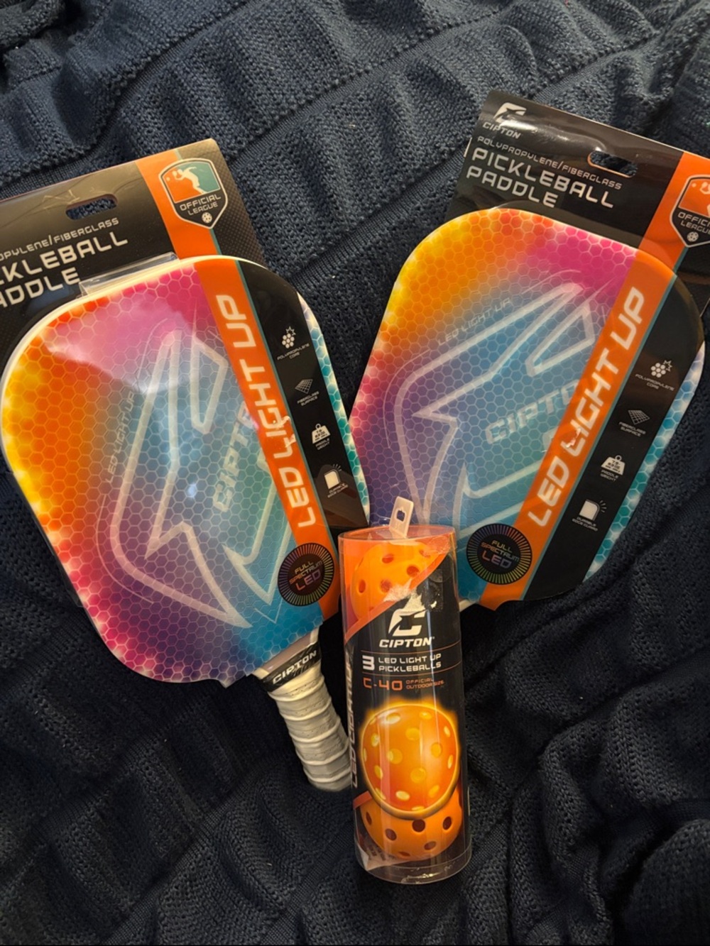 Cipton LED Light Up Pickleball Paddle Set with LED Balls - Multicolor